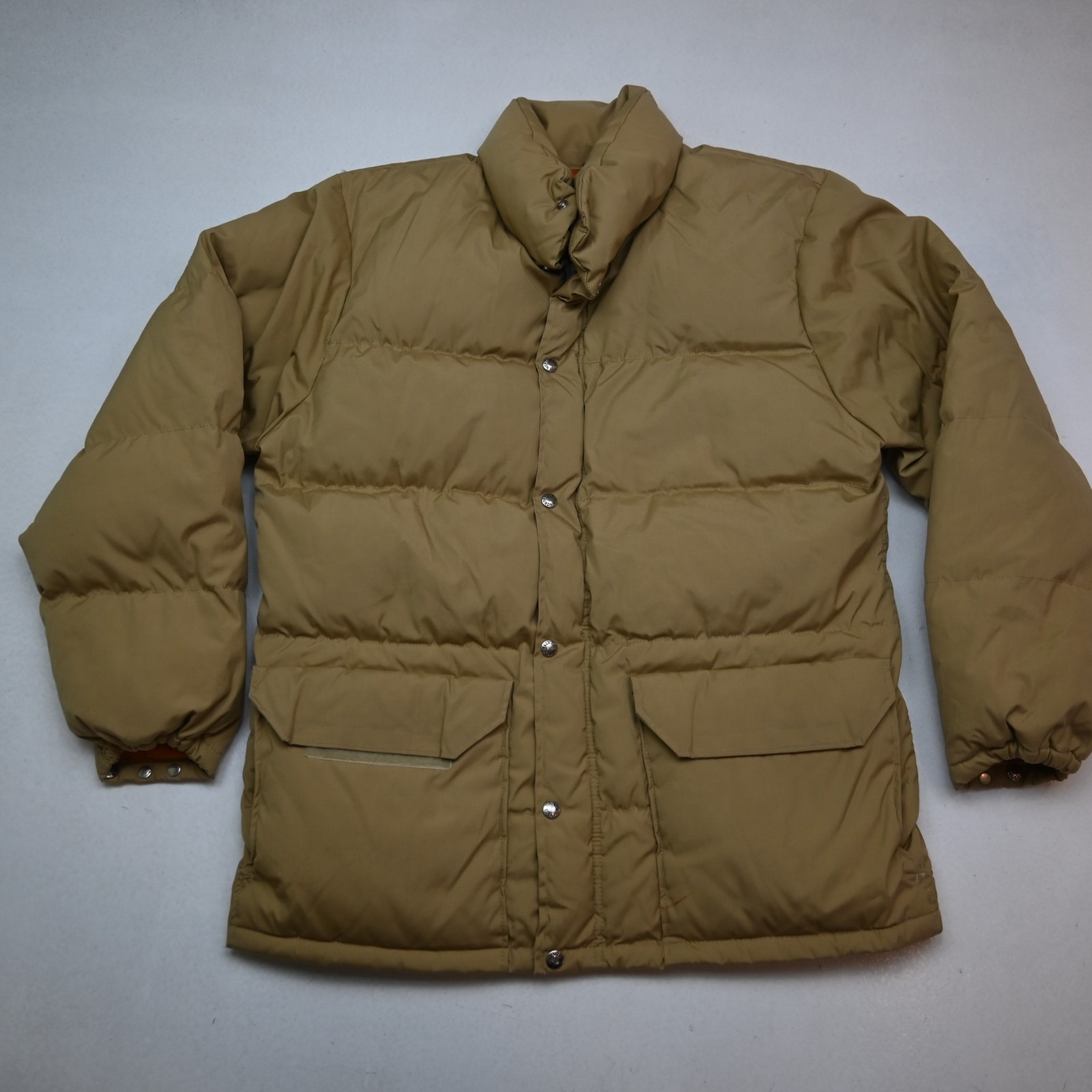 Vtg North Face Down Mens Sierra Puffer Jacket Coat Khaki Beige Large L Usa Made
